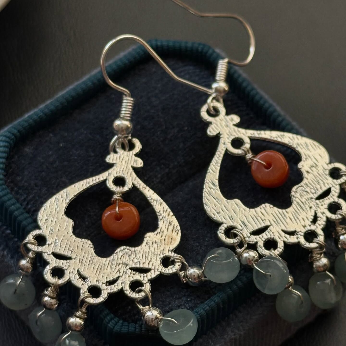 [原石] 藍水翡翠 耳環