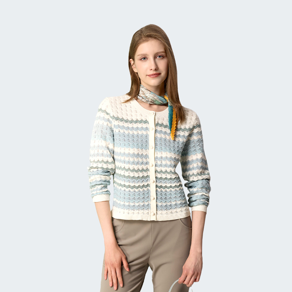 層次波紋配色針織上衣