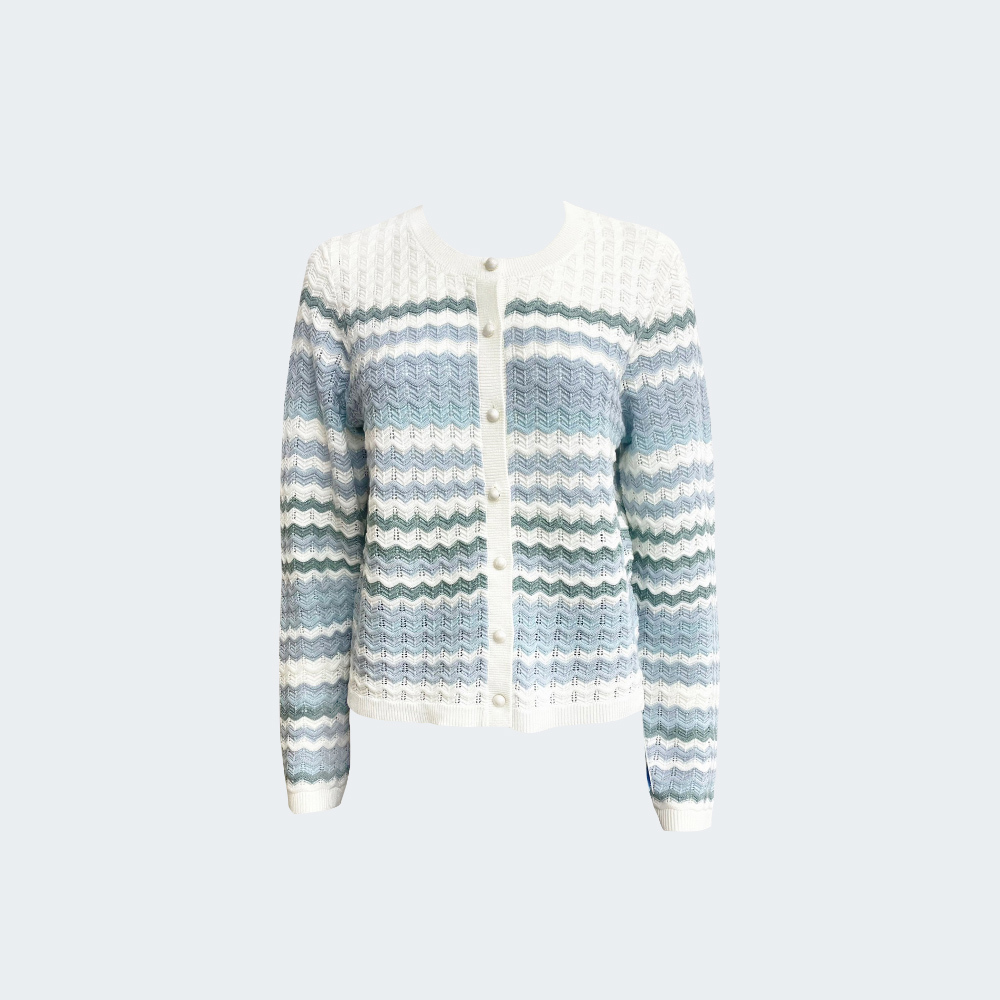 層次波紋配色針織上衣