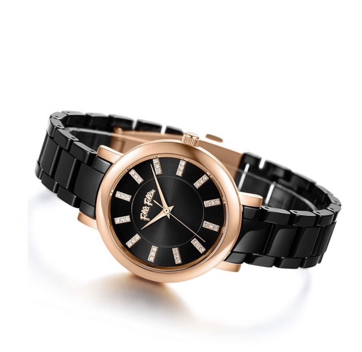 【Folli Follie 芙麗芙麗】WF17R028BSW 優雅 經典 晶鑽時標 陶瓷錶帶 日本機芯 石英 手錶 淑女 女士 永恆之輪 阿芙蘿黛蒂