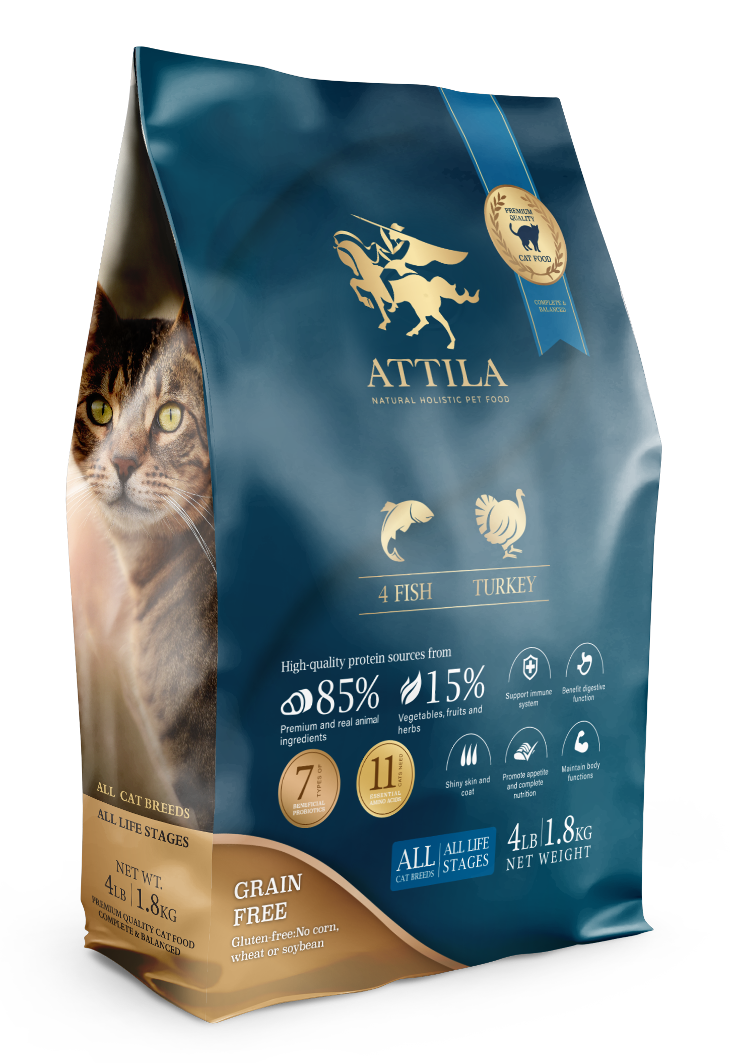 天然無穀物無麩質全齡寵糧-四種魚及火雞 (1.8kg)