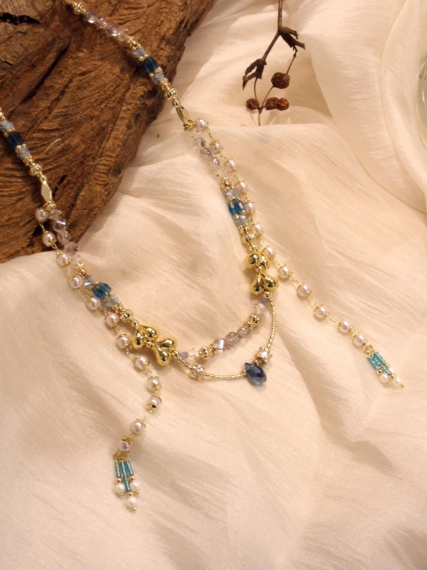 瀾光漫漫。MUCHAT手作14KGP愛心珍珠水晶項鍊