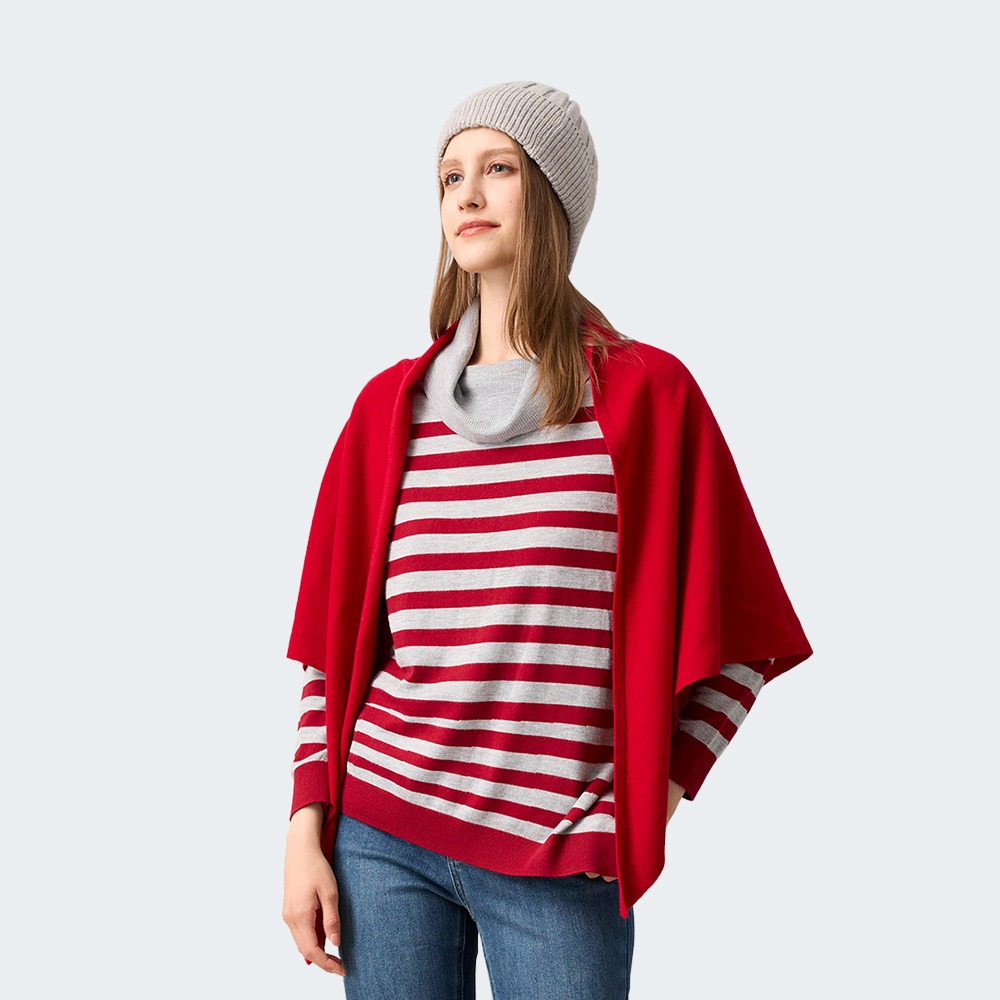 經典條紋高領針織上衣