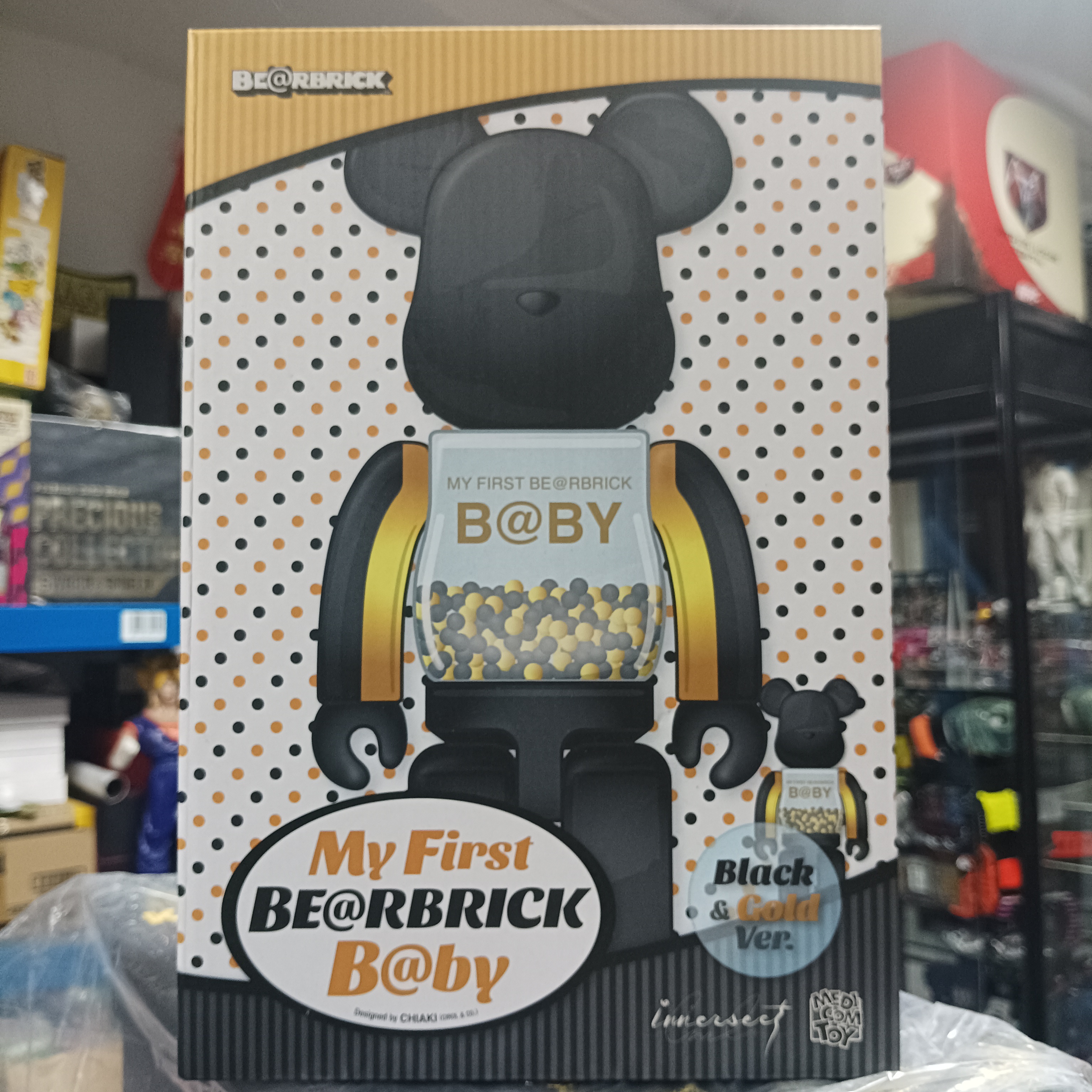 寄賣-my first bearbrick baby black & gold 400%+ 100%
