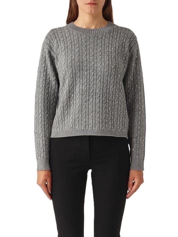 Max Mara 100%純羊毛細鑽麻花毛衣