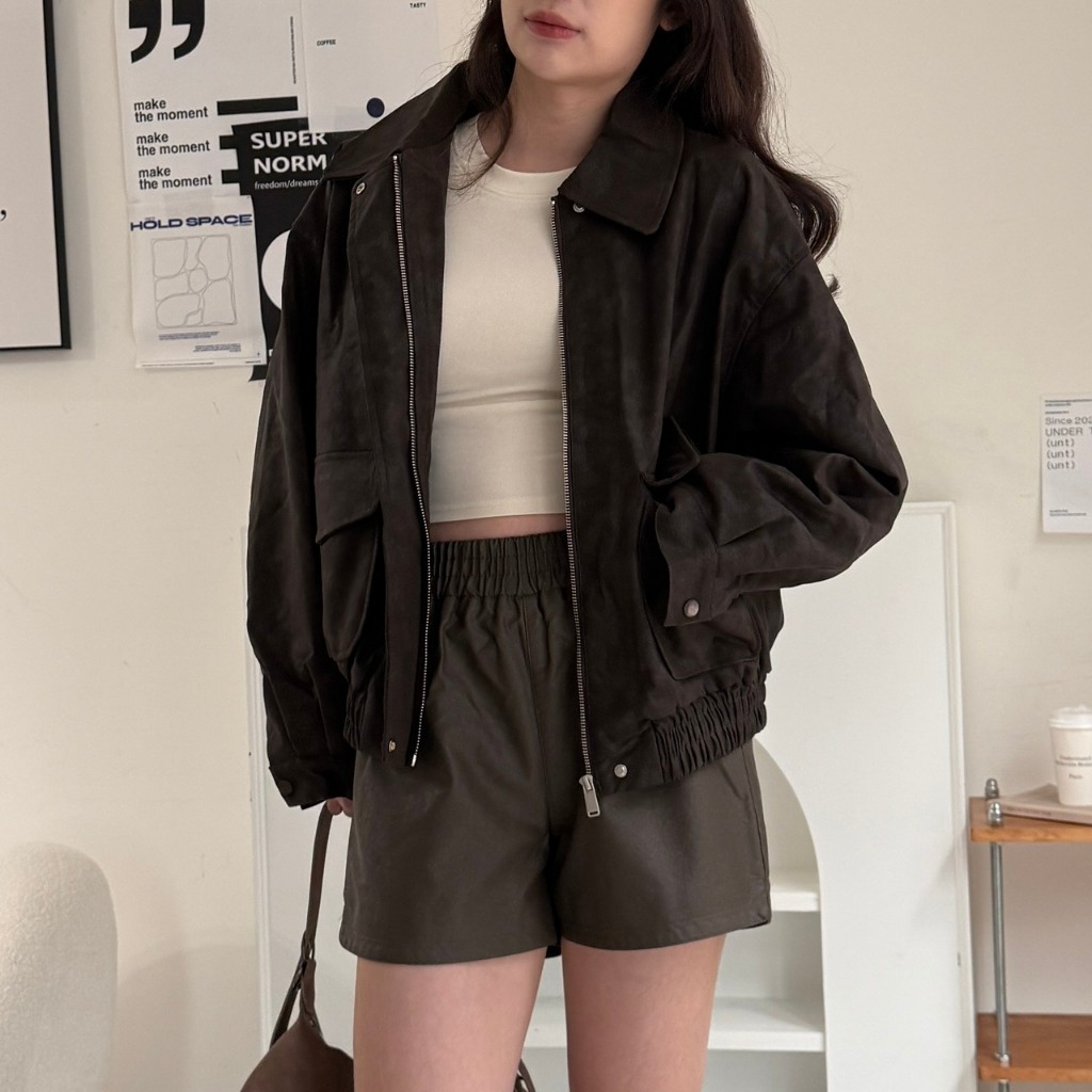 復古翻領內鋪棉皮夾克 保暖外套 鋪棉外套  翻領外套 3665