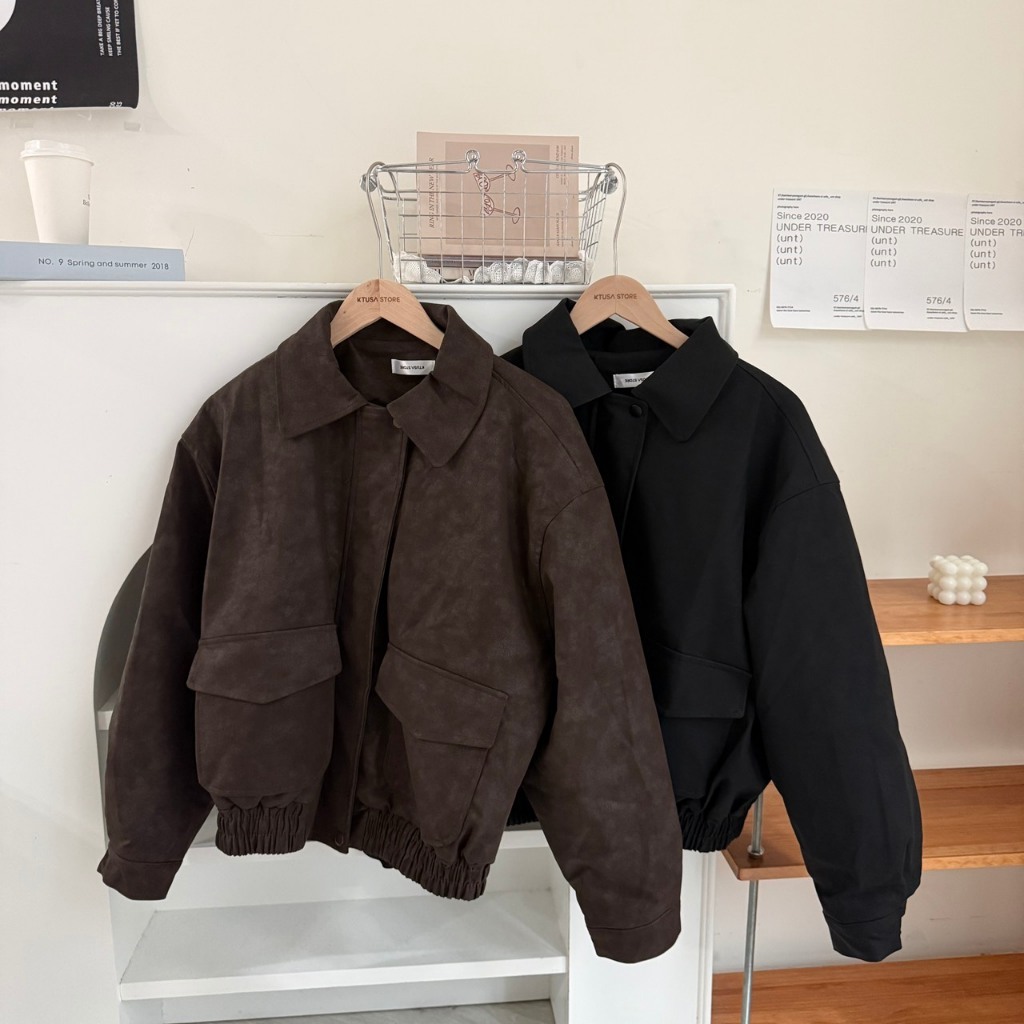 復古翻領內鋪棉皮夾克 保暖外套 鋪棉外套  翻領外套 3665