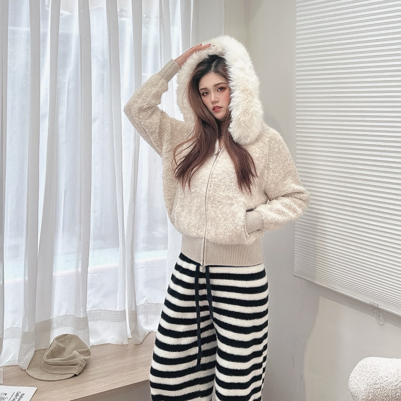 厚磅毛圈可拆針織外套/二色