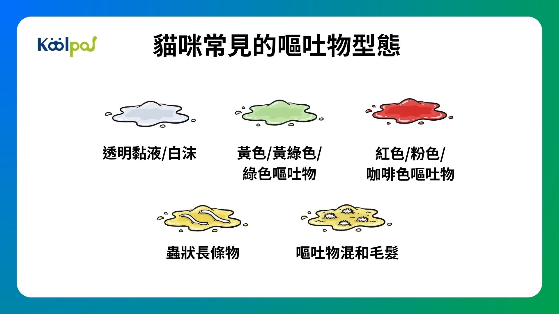 貓咪常見的嘔吐物顏色、嘔吐型態