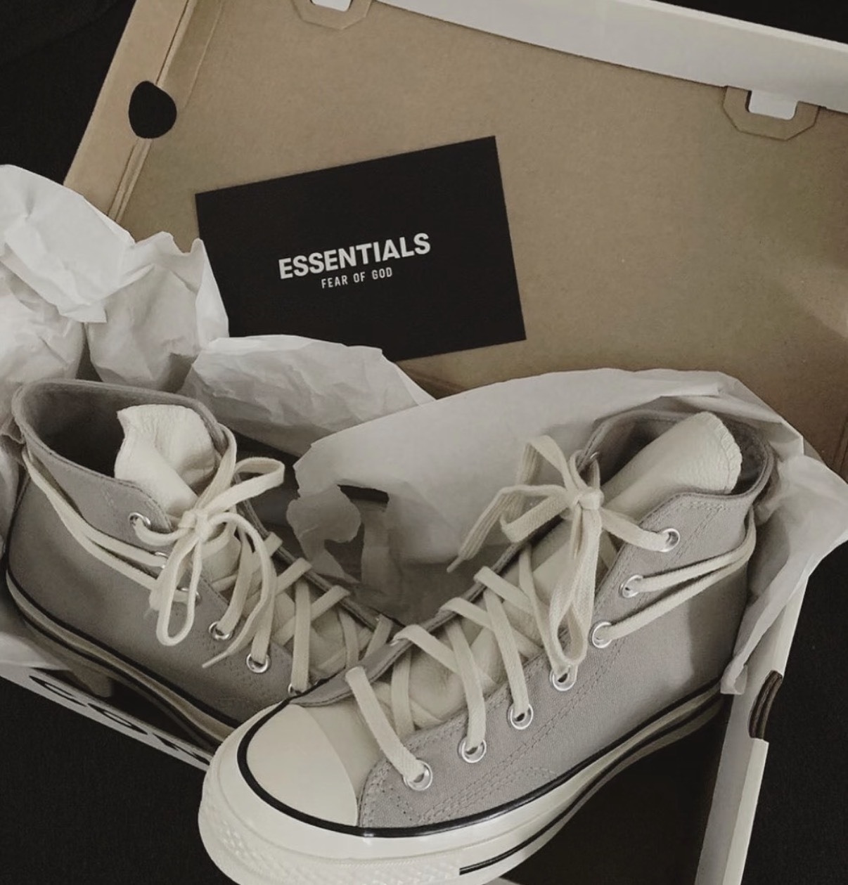 <亂亂賣第三彈!!💣>NG-28cm-CONVERSE X Fear of God ESSENTIALS Chuck 70 High 聯名高筒帆布鞋  灰色