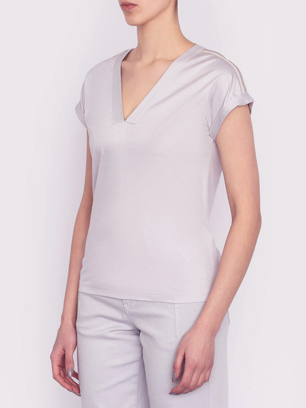 Eleventy 小包袖V領T(粉紫)