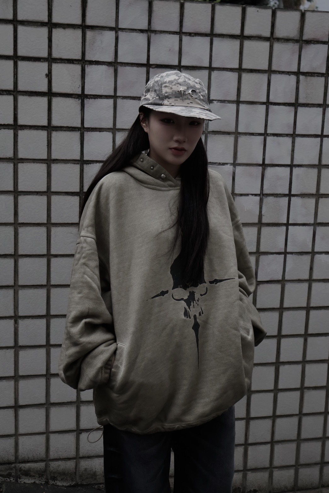 <快速出貨> THUG CLUB 做舊抽繩  鉚釘骷髏 帽踢