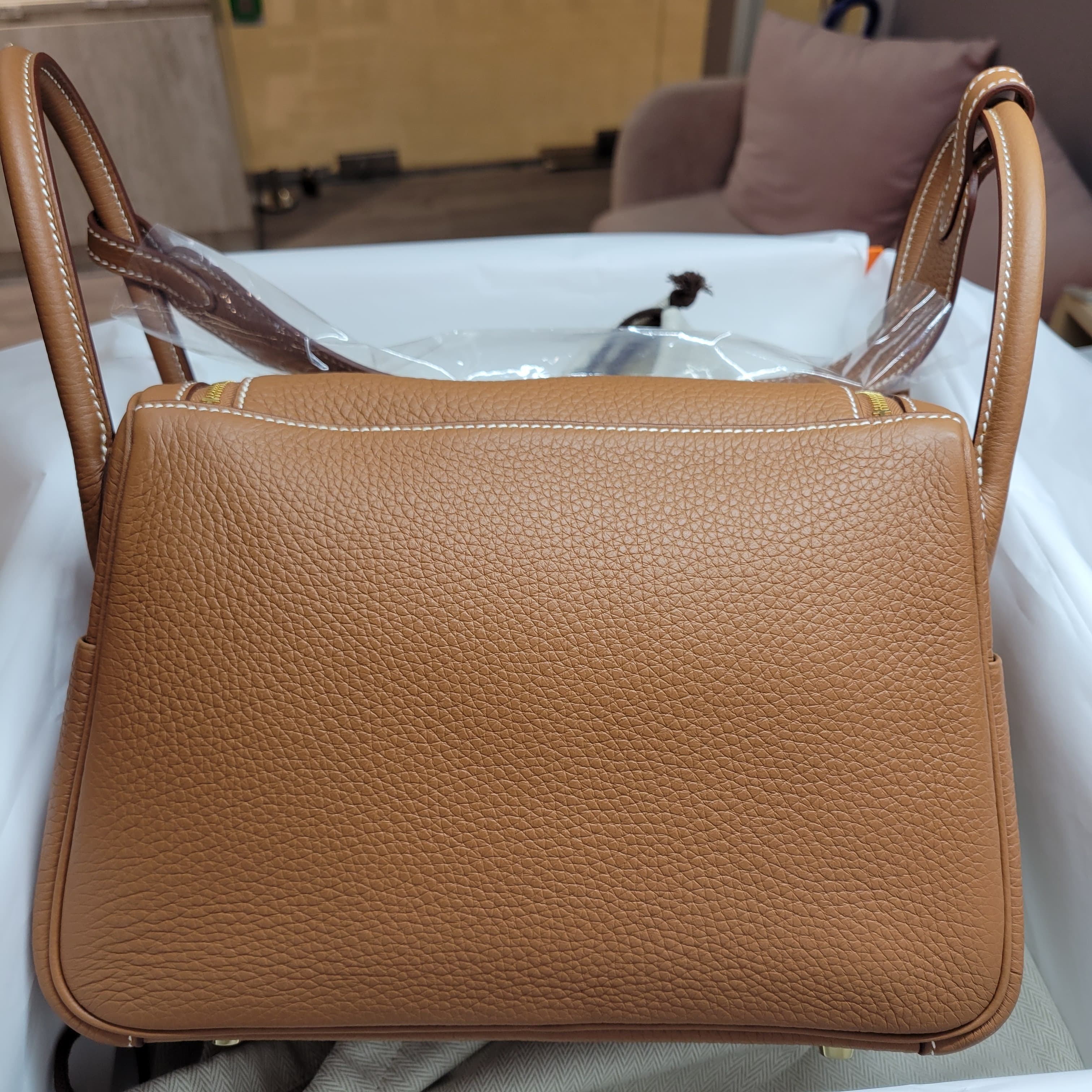 HERMES Lindy 26 GOLD CC TC 金棕色 金扣TC皮