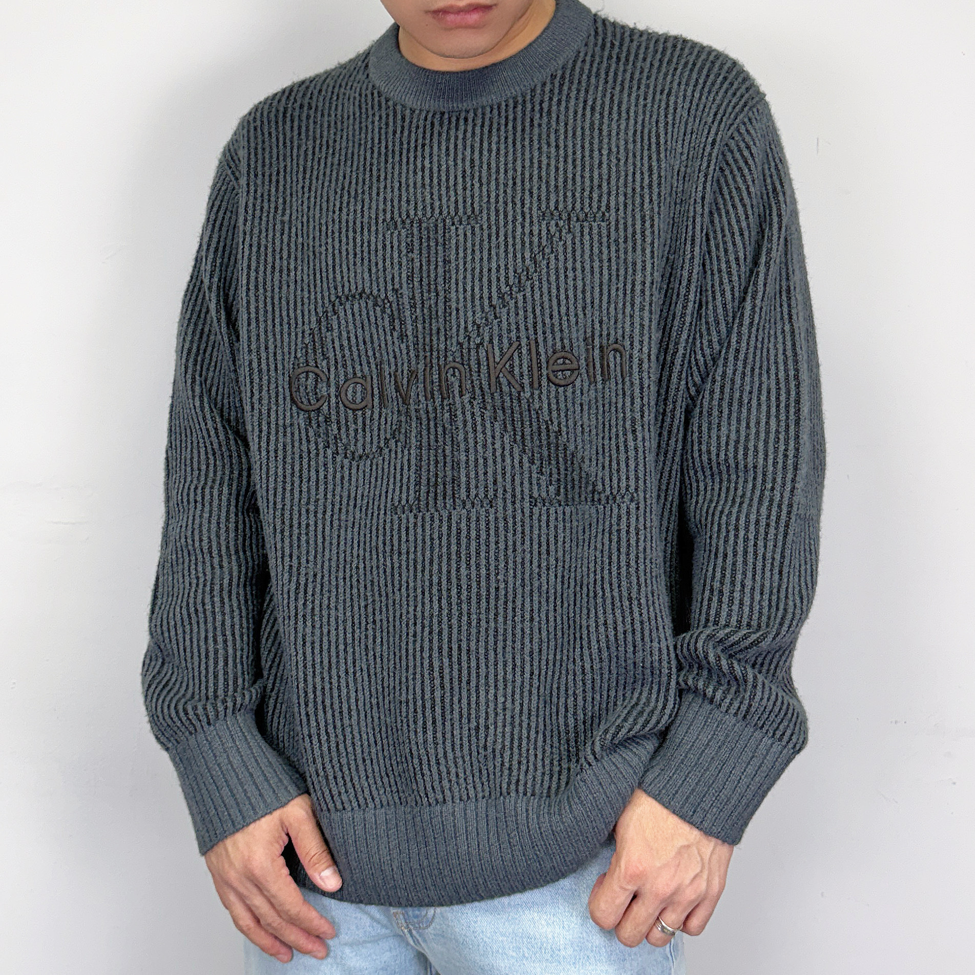 Calvin Klein CK 電繡字母大CK 粗針織 毛衣 針織衫 長袖