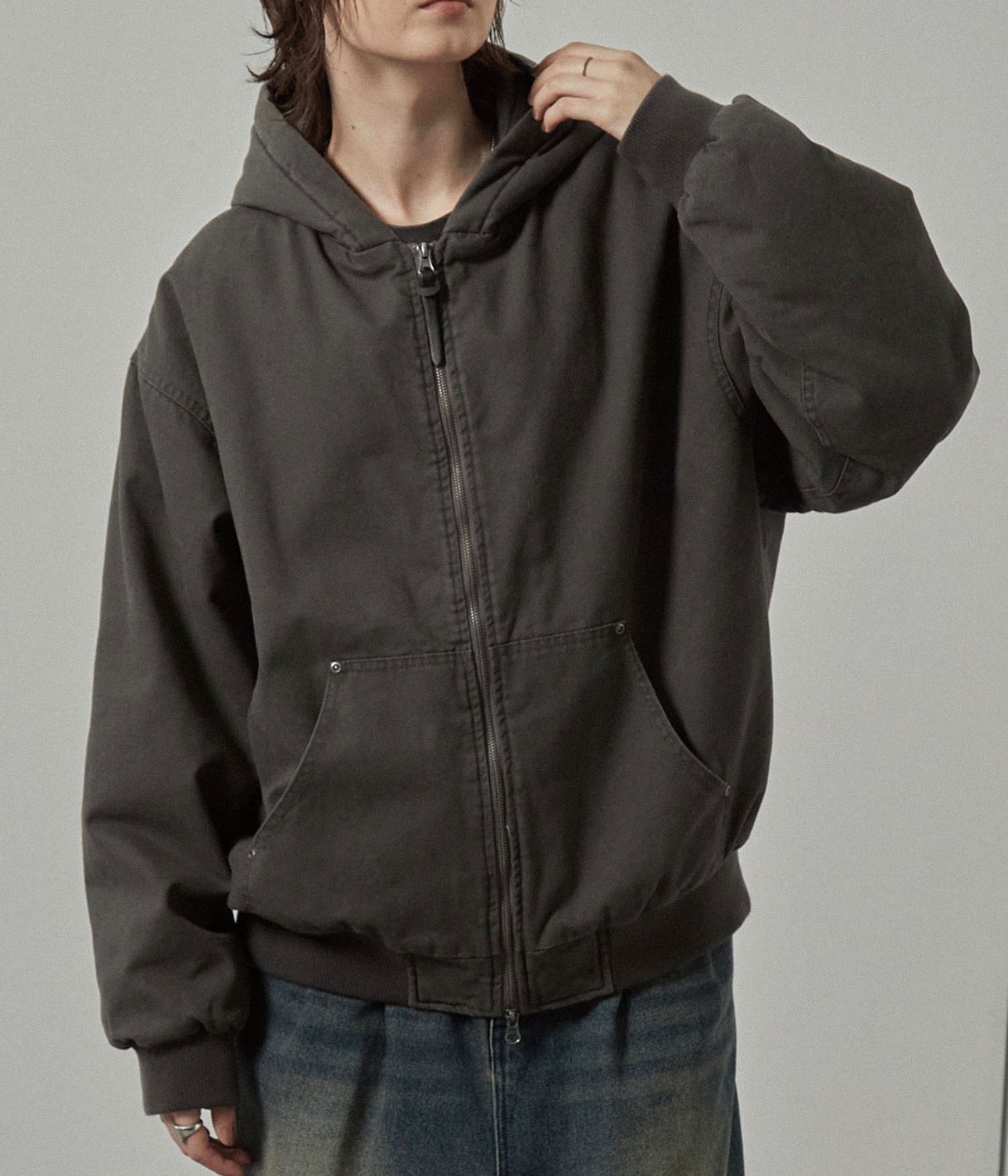 【預購】JN012113 Alfred Alex 復古風絎縫雙拉鍊連帽外套