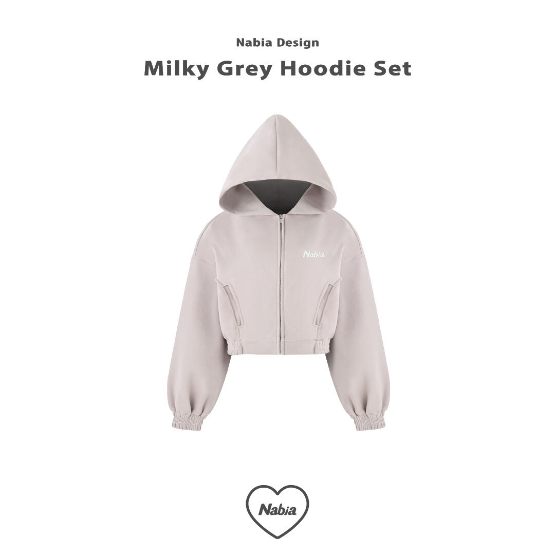 柔霧奶灰連帽外套