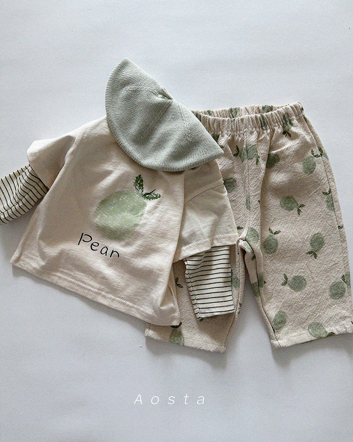 正韓春aosta 兩色草莓/梨子假兩件上衣