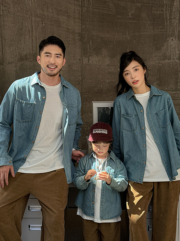 【H0236】Family｜韓系單寧不敗款襯衫(80-3XL)