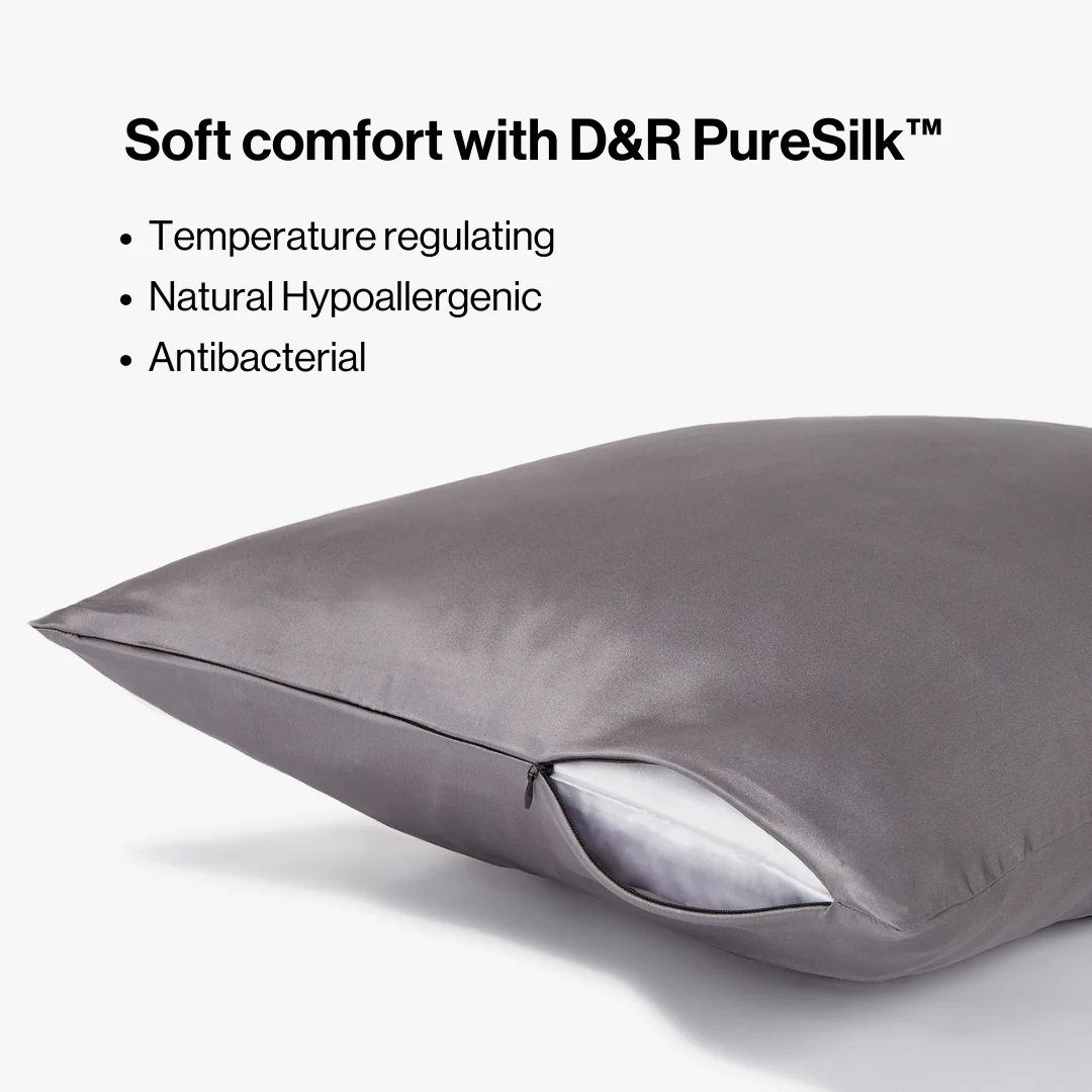 1DR0123-074 [DORE & ROSE] Premium Silk Pillowcase 60x70cm Charcoal #M37 (D-EU-E)