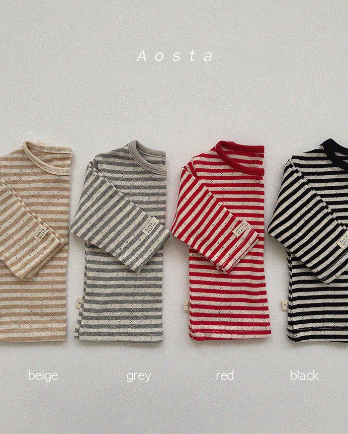 正韓春aosta 四色條紋棉花上衣