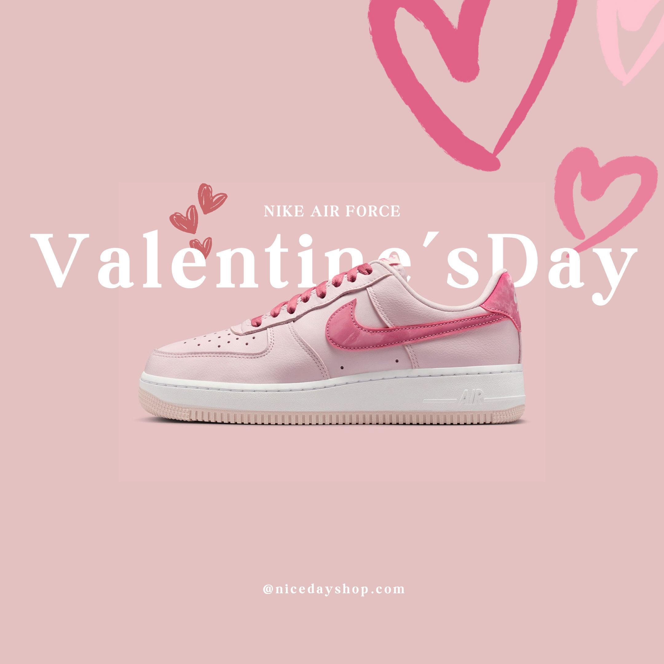 NICEDAY 現貨 Nike Air Force 1 情人節 2026 粉色 愛心 白 粉紅 女鞋 IO8755-600