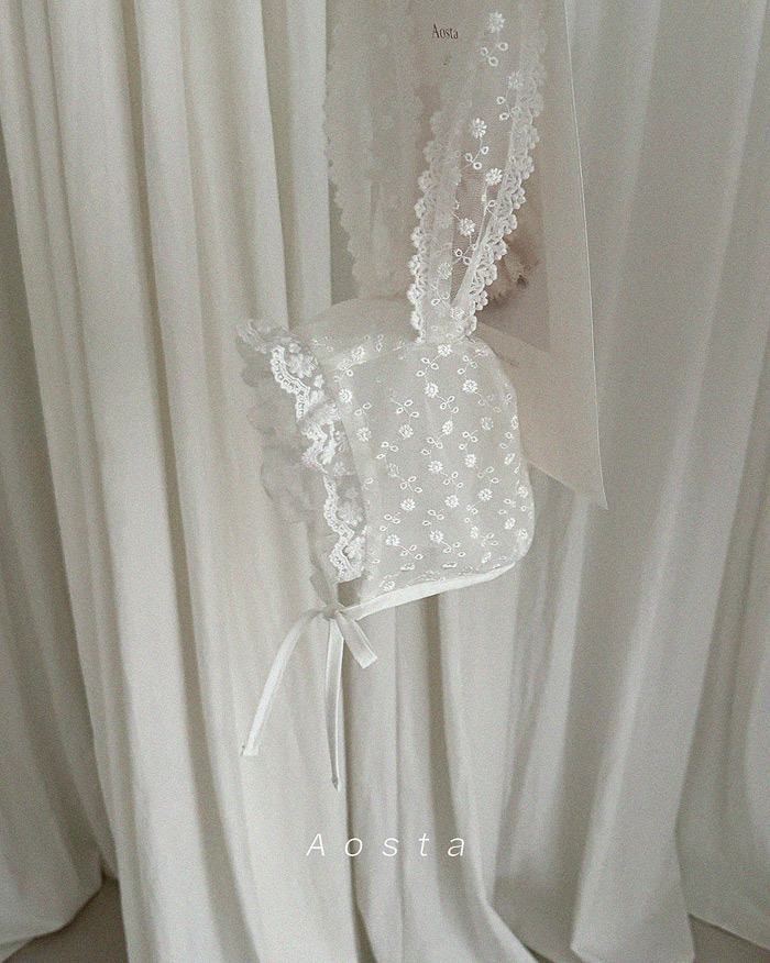正韓春aosta 蕾絲兔兔帽