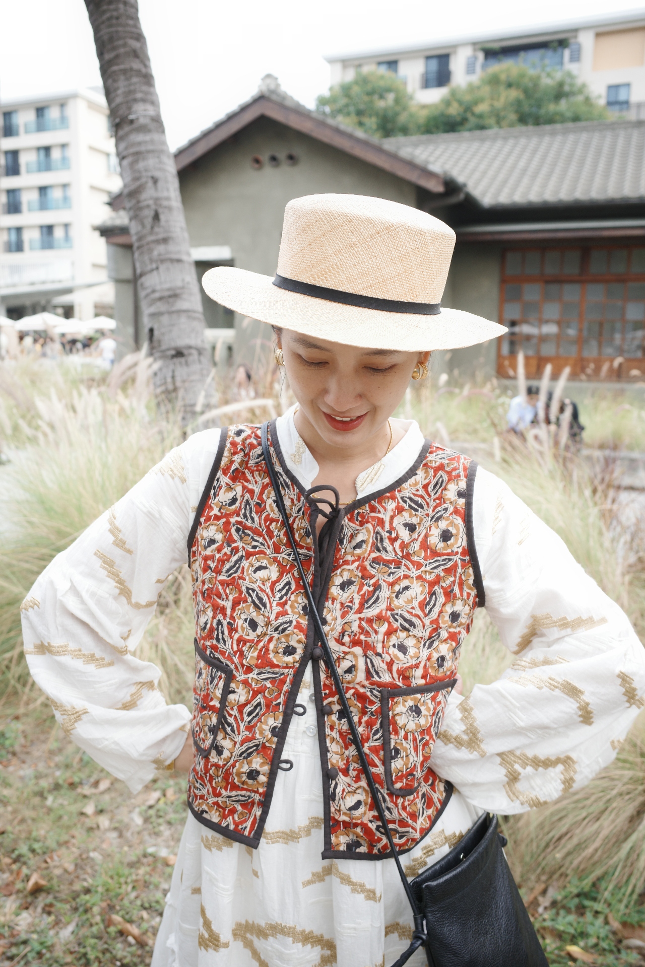 印度kantha手縫線綁帶背心_紅