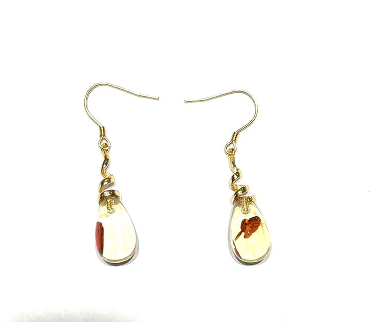 0121GZ084-26琥珀-9m花珀水滴DIY耳鈎(A84)