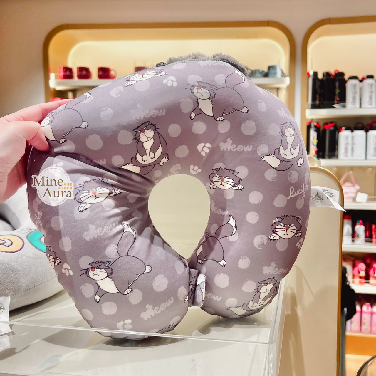 路西法 魯斯佛 Lucife 壞貓咪 雙面設計 頸枕 旅行用品 -香港迪士尼樂園