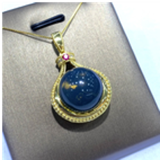 0121GZ085-26琥珀-蓝珀银吊坠（A86）