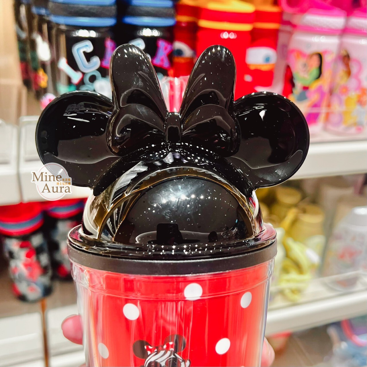 Daichi Miura 設計師系列 圖案 米妮 Minnie 耳朵造型 吸管 水杯 -香港迪士尼樂園