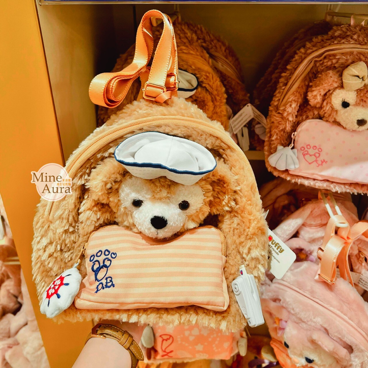 達菲 Duffy 絨毛 大頭造型 腳印 圖案 後背包 -香港迪士尼樂園