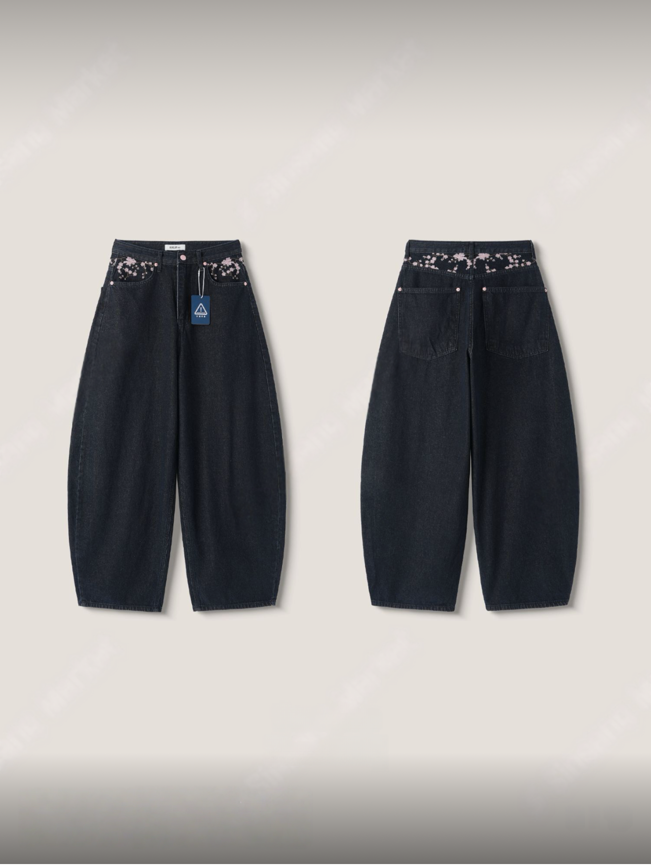 （3月韓國連線）P0224｜全韓熱賣！櫻花🌸刺繡彎刀褲💗ྀི