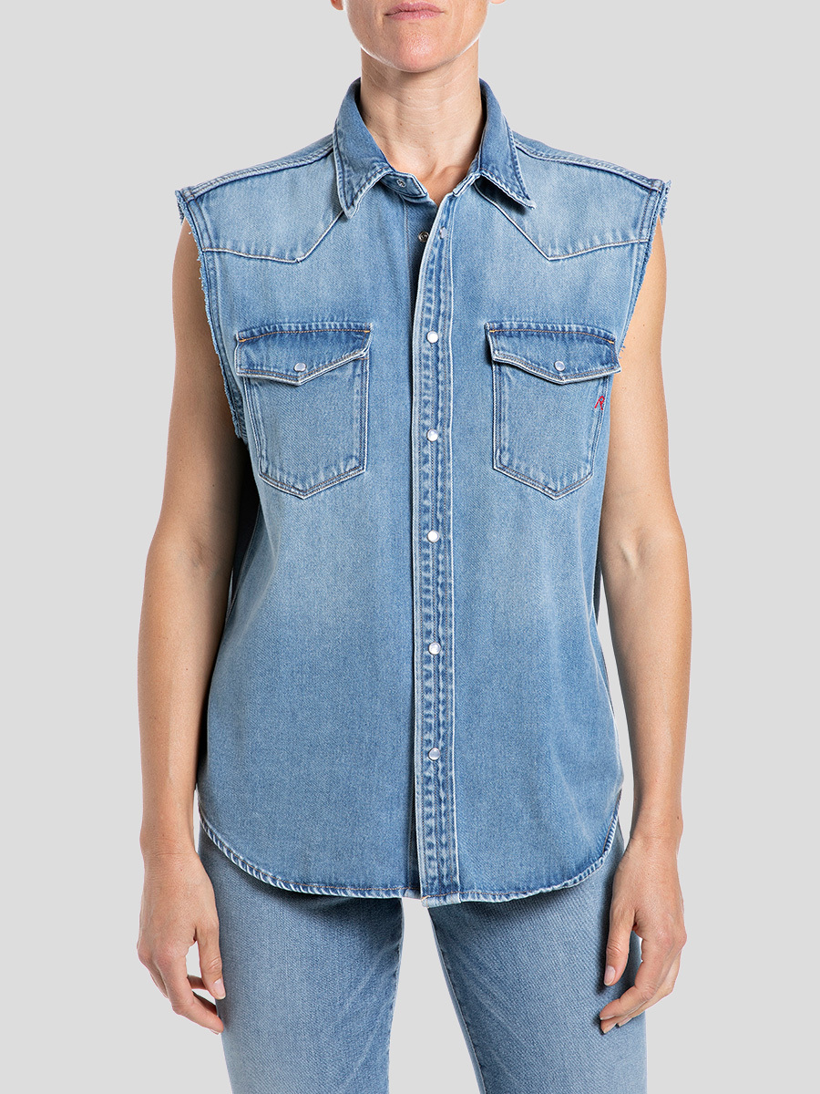 無袖丹寧牛仔襯衫