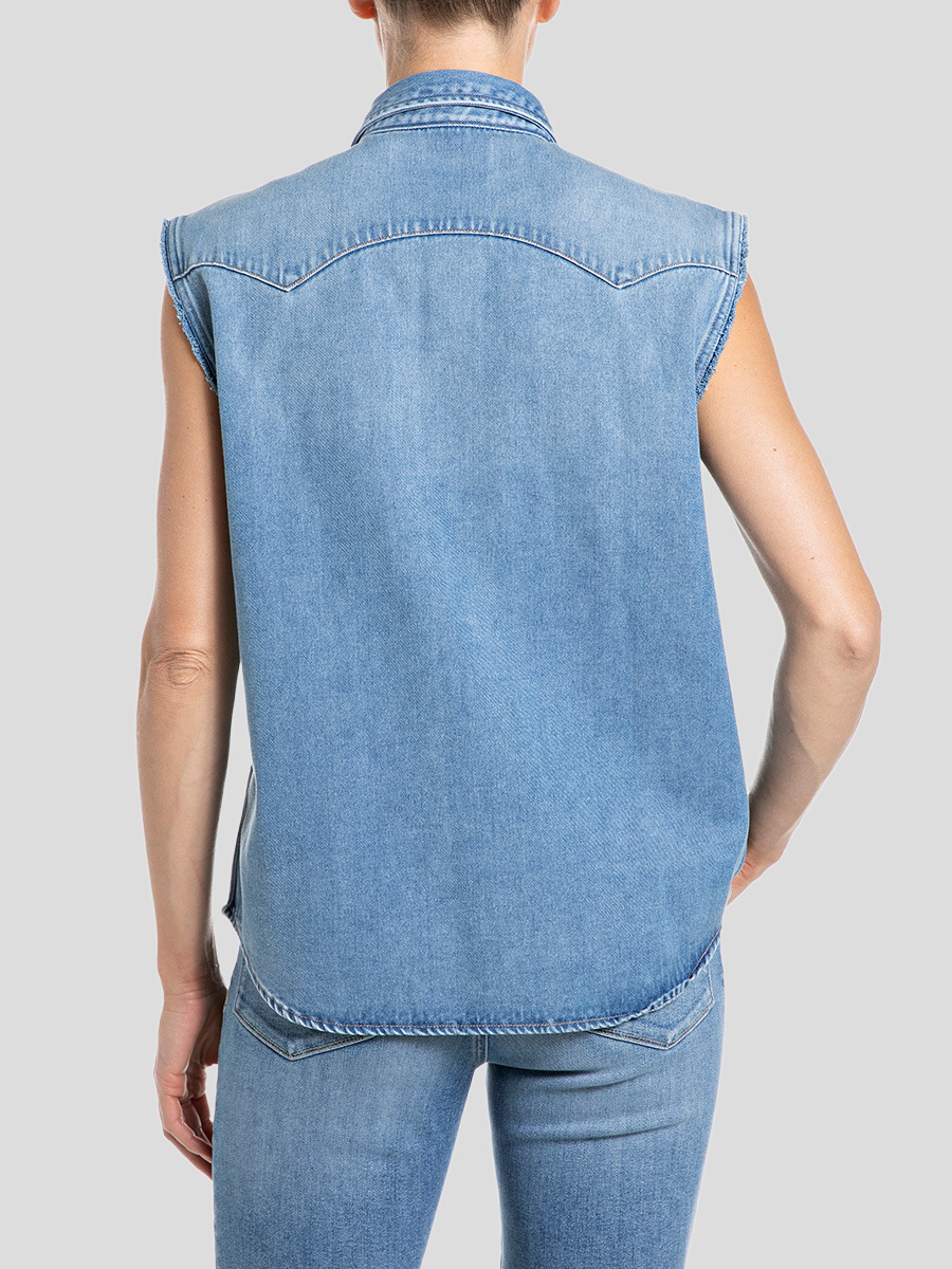無袖丹寧牛仔襯衫