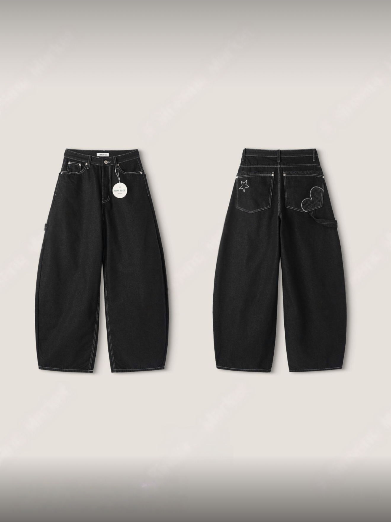 （3月韓國連線）P0225｜韓國最新心心波點拼布彎刀褲⋆.˚✮🎧✮˚.⋆