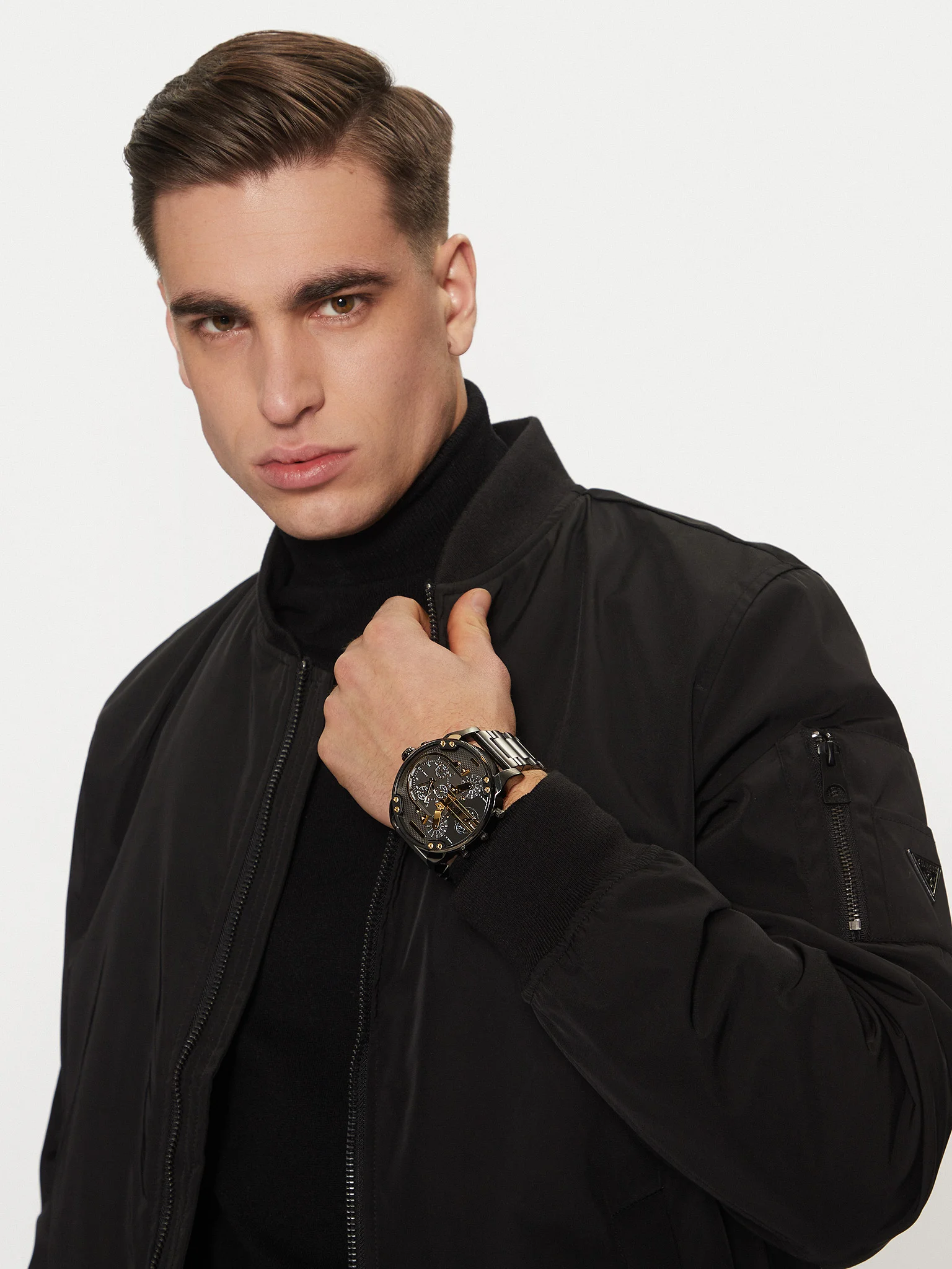 萬年鐘錶 - Diesel    Mr. Daddy 槍灰色灰色紋理錶盤四地時區大錶徑男錶  DZ7484  錶徑57MM