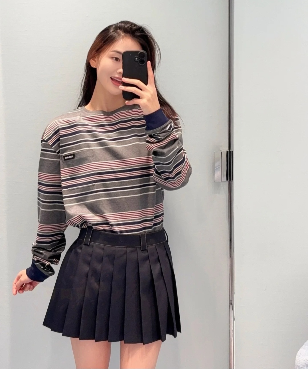 Miu Miu 灰間條 Tee