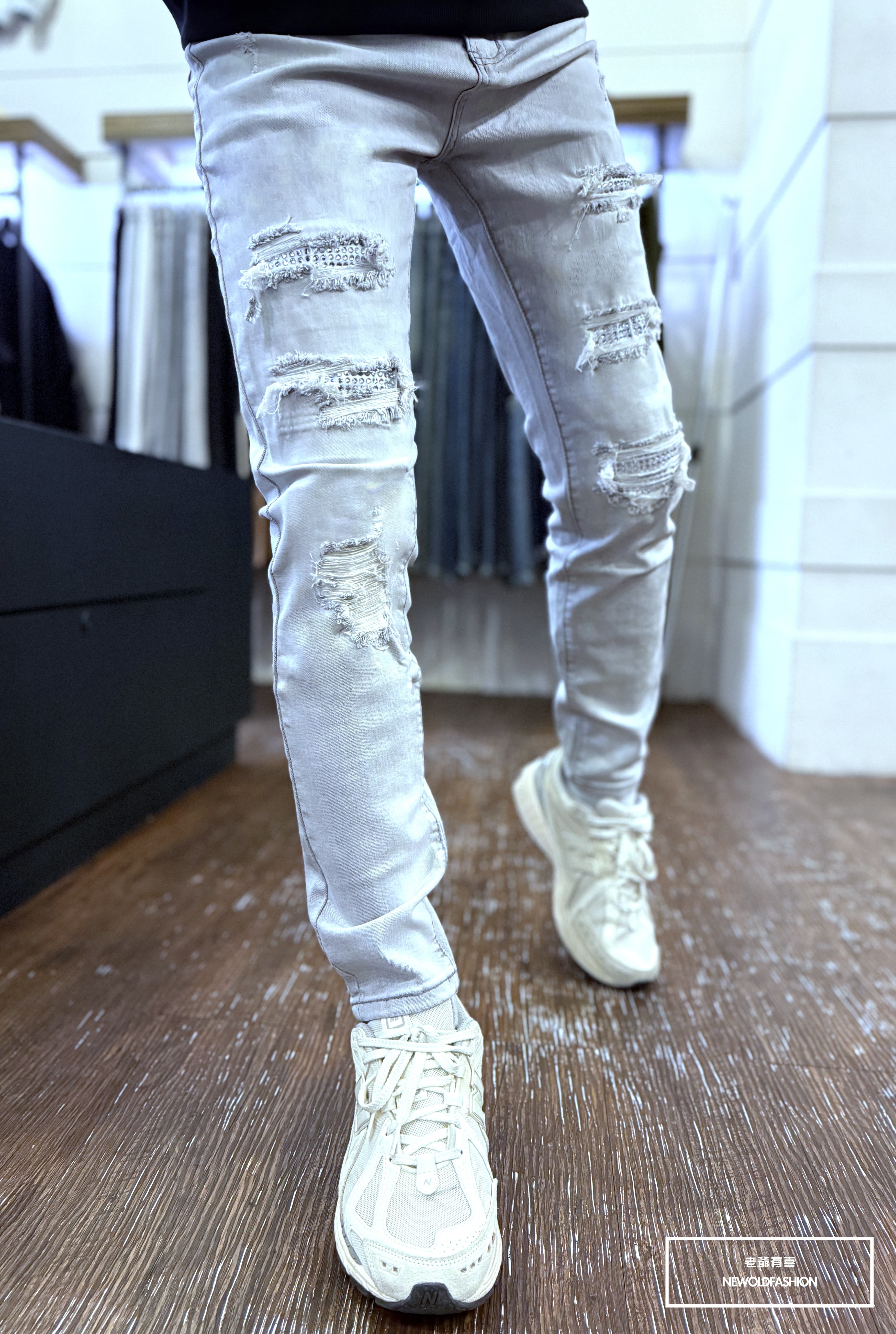 『官網限定』重磅水洗霧灰白鑽小直筒(NOF25123028)