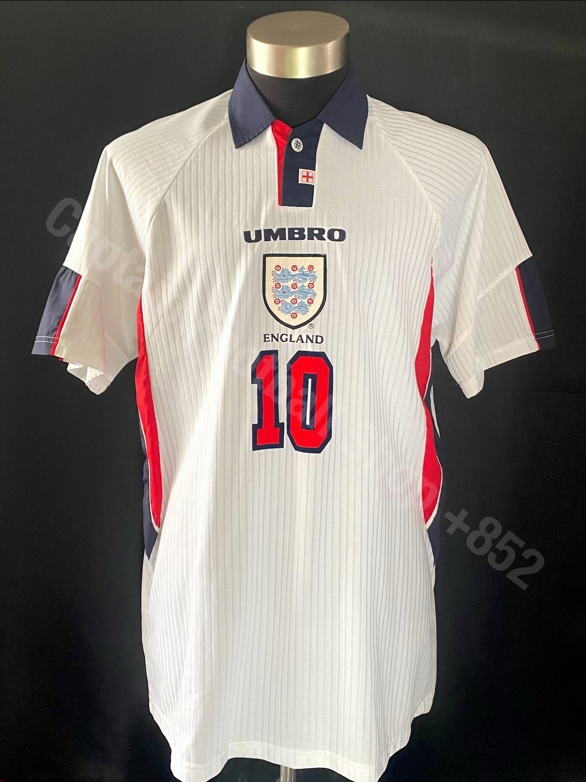 (Match Issue) England 1998 Umbro Home Match Worn Issue Shirt #10