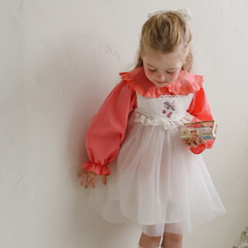 90-140 浪漫水果紗裙洋裝