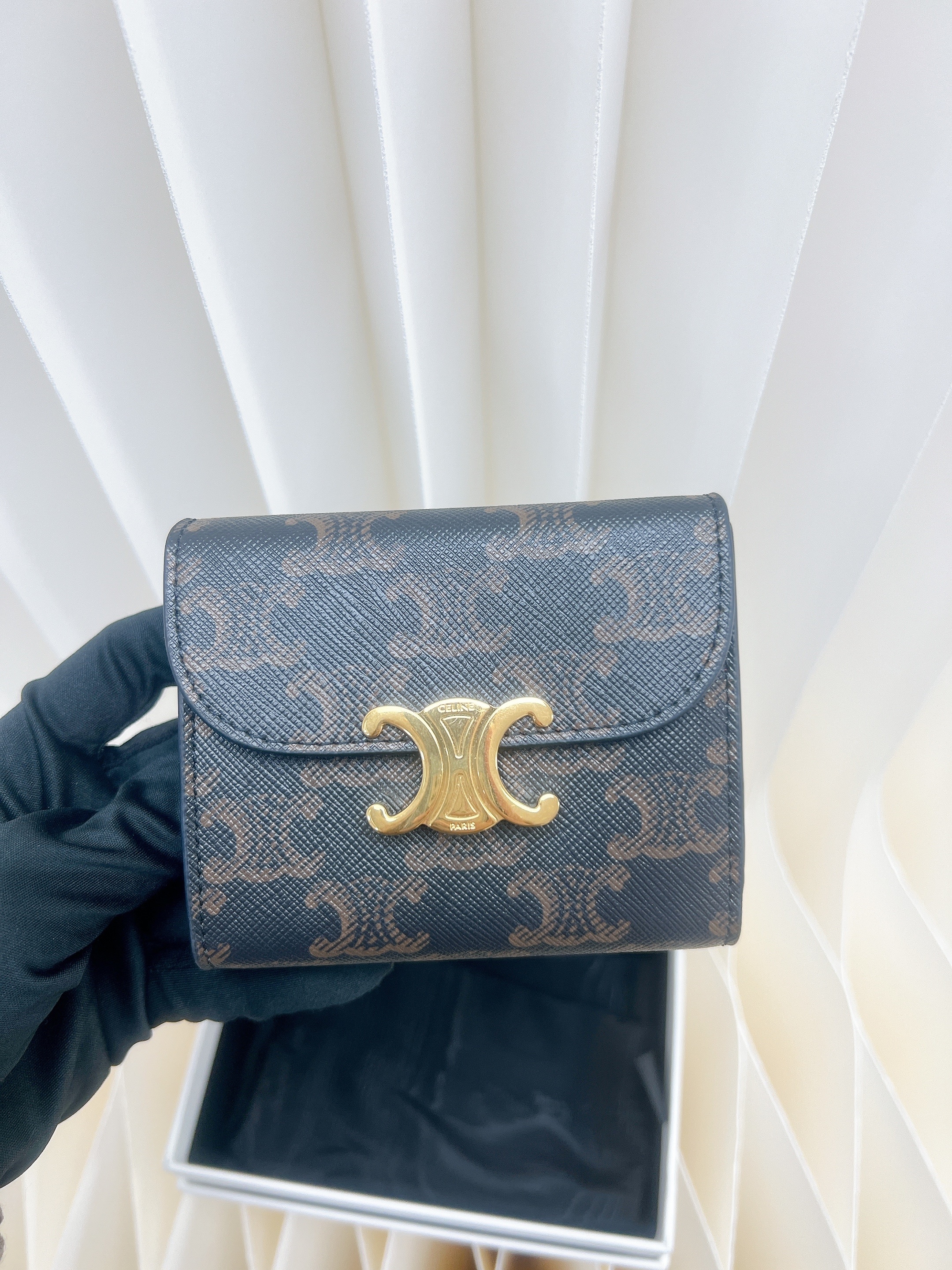 Celine triomphe wallet brown monogram