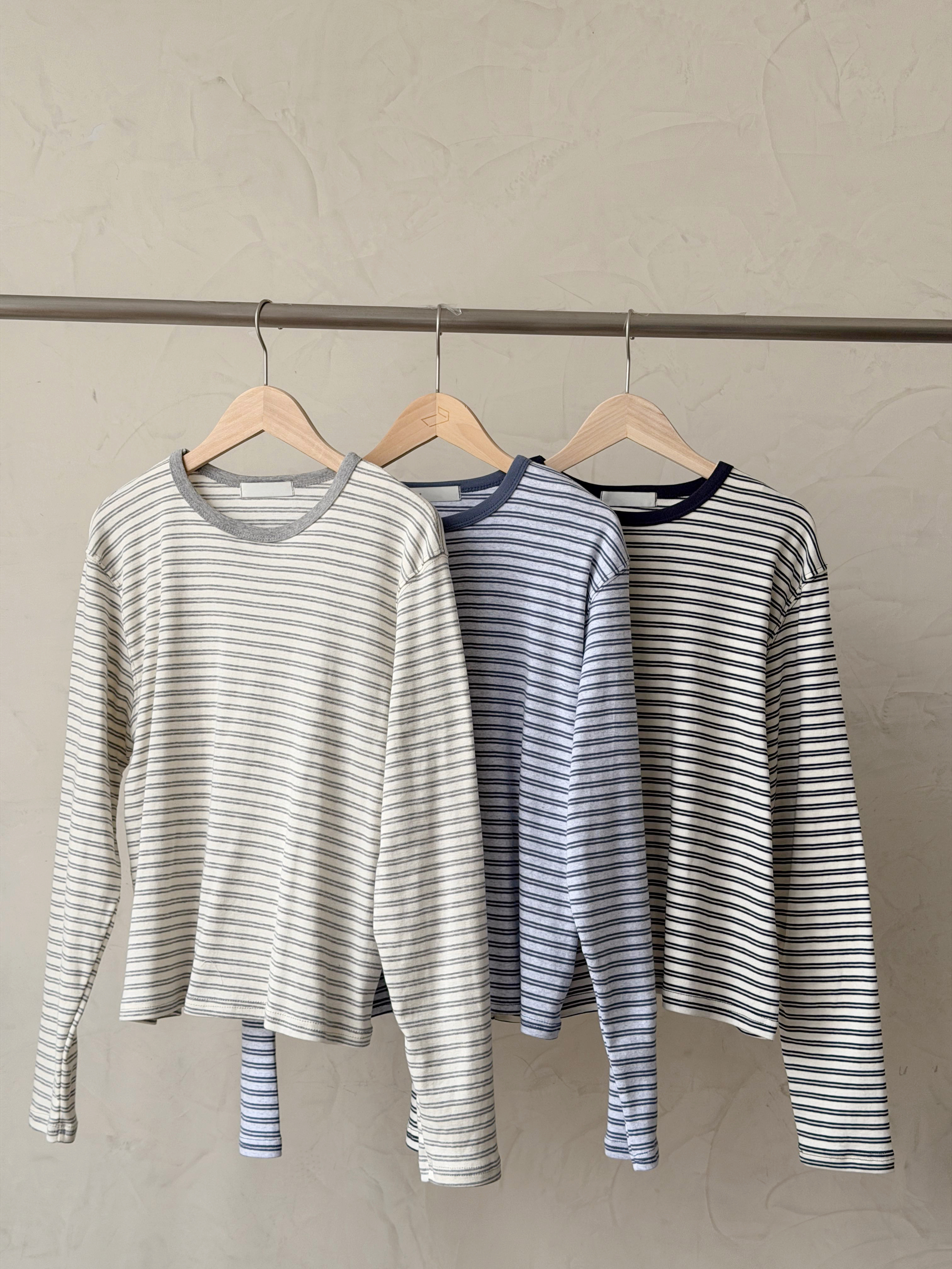 KR443 無印風拼色橫間TOP-3色