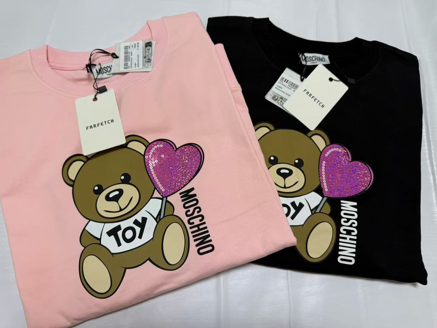 MOSCHINO KIDS 熊仔併閃閃心心印花 圓領衛衣