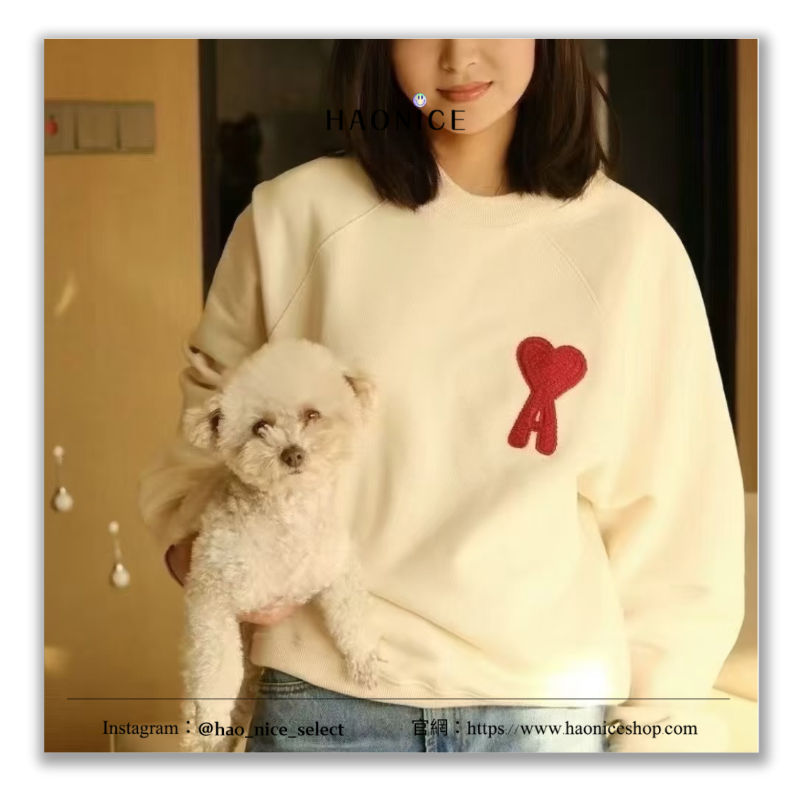 【HAO NICE】100%正品 AMI 🇫🇷大刺繡愛心logo 純色百搭 長袖 長T 大學T