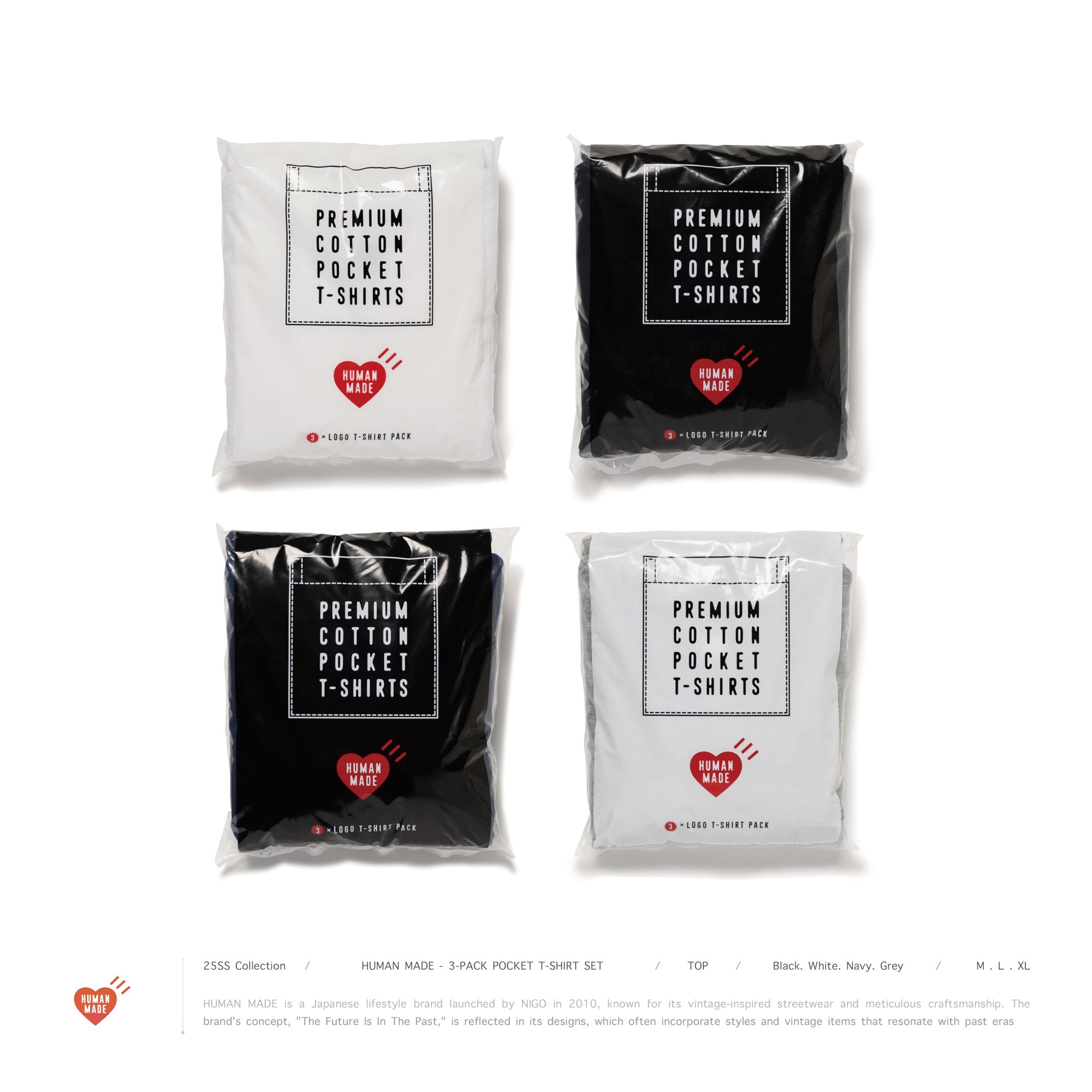 HUMAN MADE - 3-PACK POCKET T-SHIRT SET