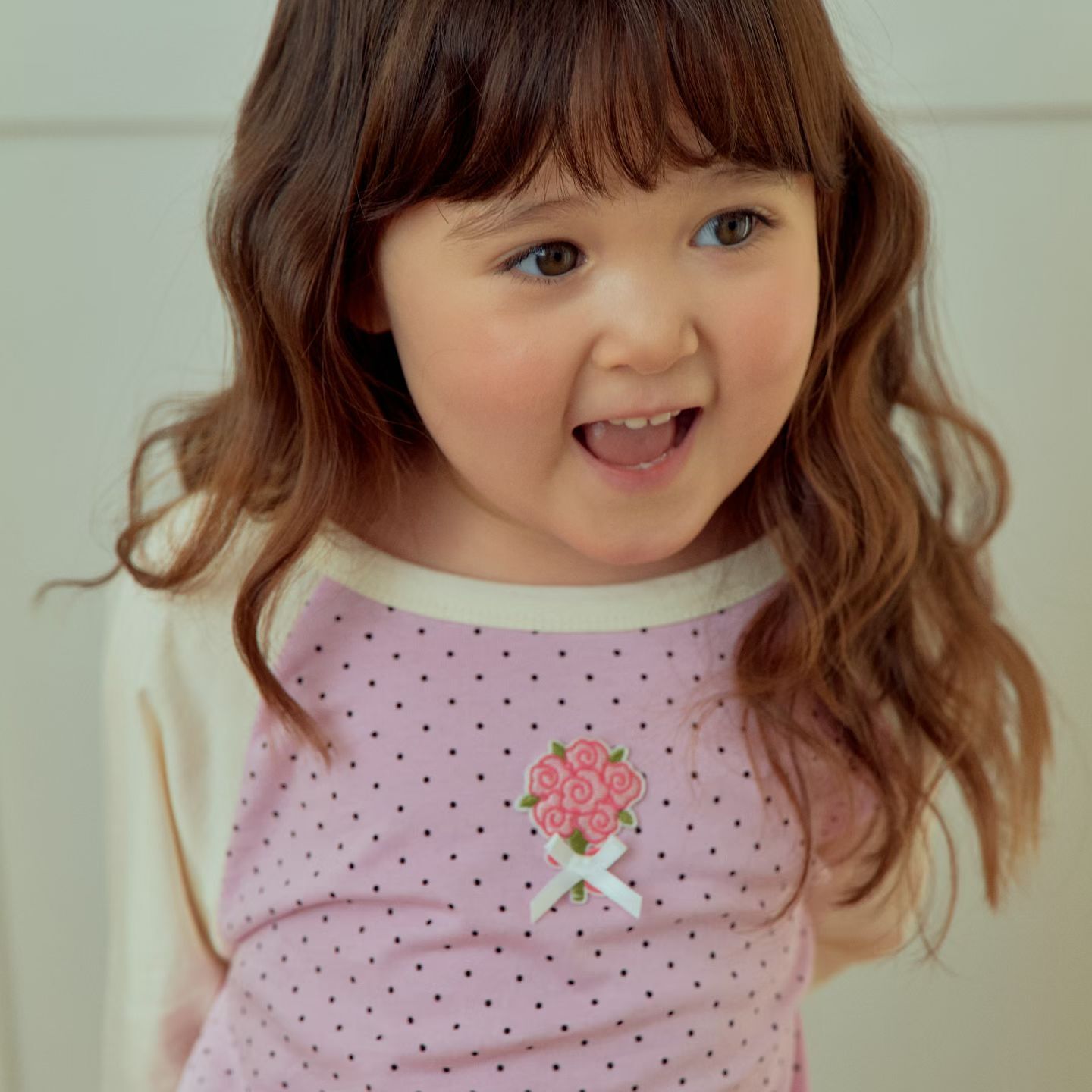 KR 1st blue 牛角袖波點上衣｜2色