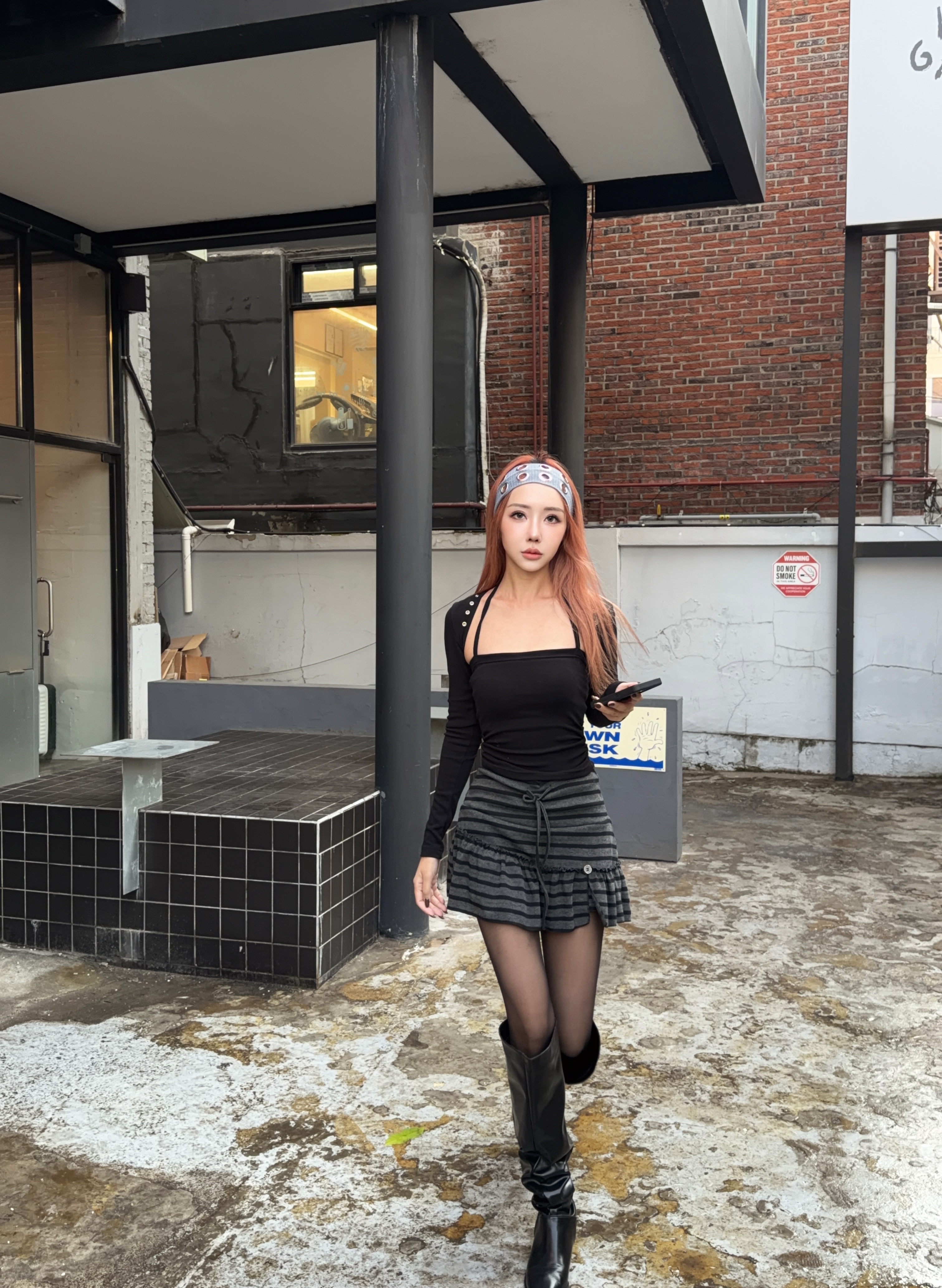 可甜可鹽條紋裙