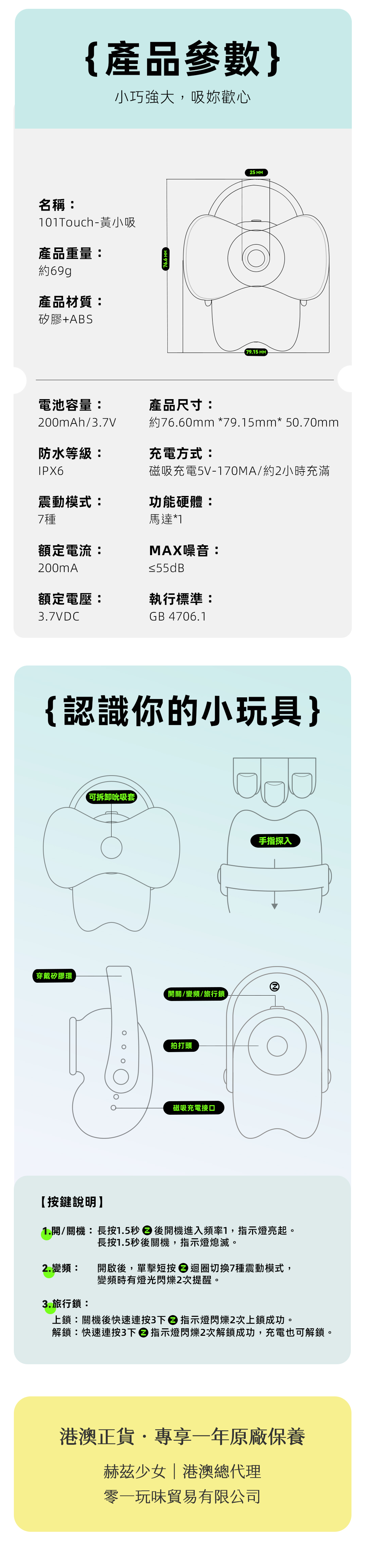 黃小吸-操作說明-按鍵介紹