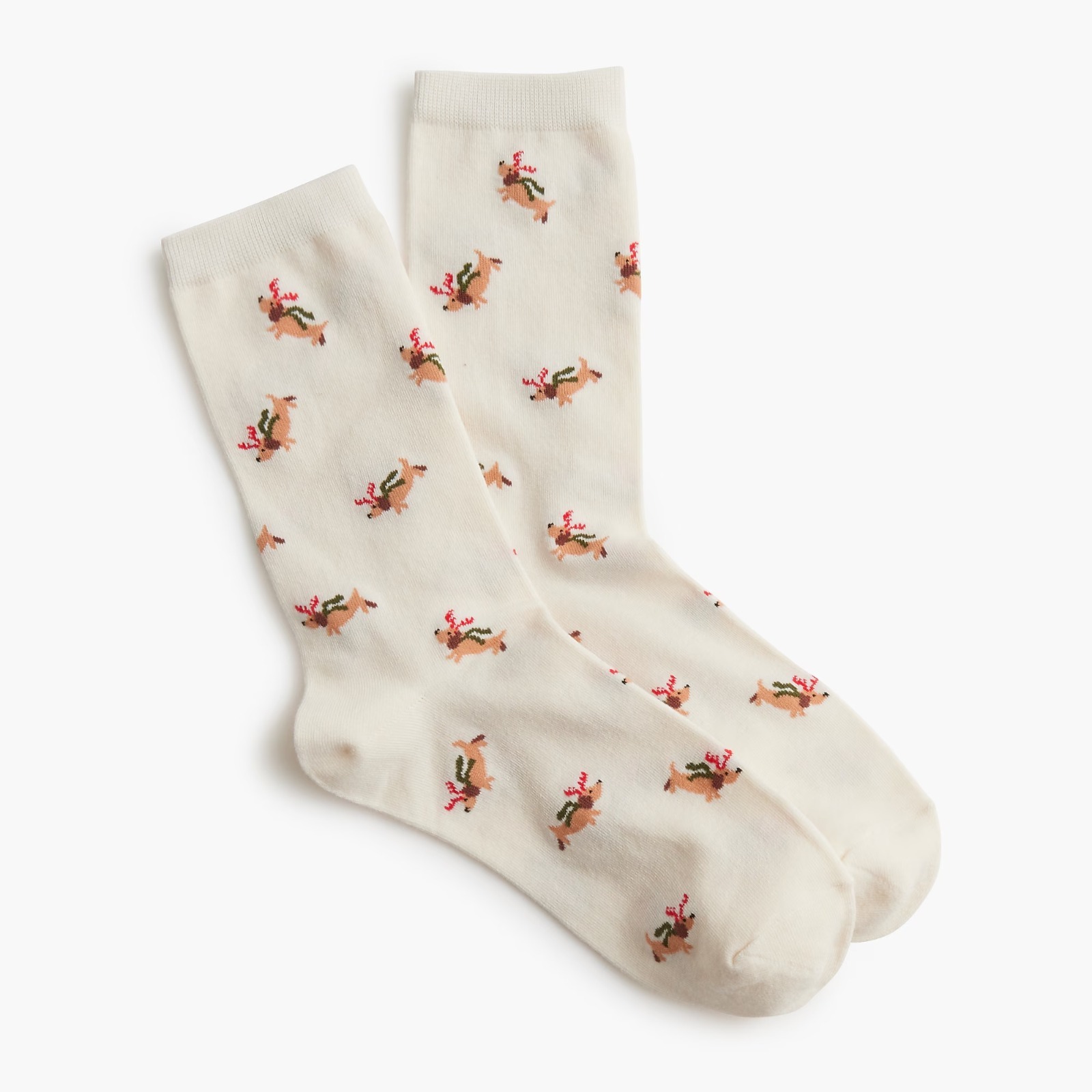 OBS258 J.Crew 超萌鹿角腊肠狗袜